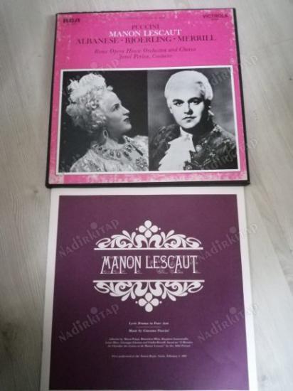 PUCCINI /ALBANESE / BJORLING - Rome Opera House Orchestra And Chorus‎– MANON LESCAUT - 1977 USA BASIM 2 PLAKLIK BOX SET  ( 16 SAYFALIK LİBRETTOS