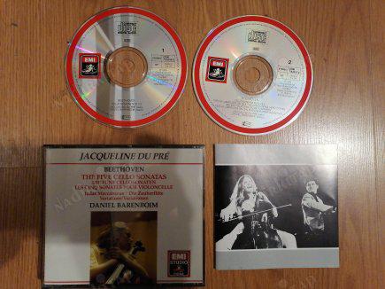 JACQUELINE DU PRE /DANIEL BARENBOIM - BEETHOVEN FIVE CELLO SONATAS  - 2 CD - 1988 İNGİLTERE BASIM - DOUBLE  CD ALBÜM