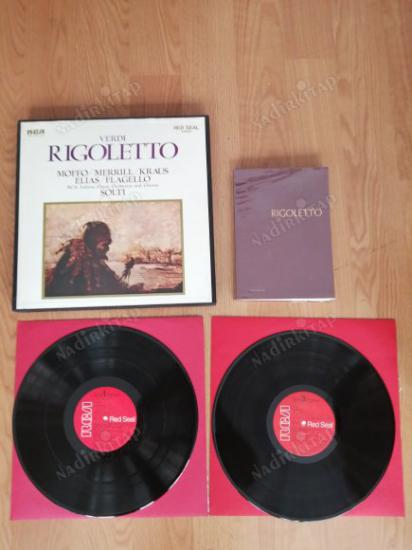 VERDI - RIGOLETTO / GEORGE SOLTI - JAPONYA DÖNEM BASIM NADİR 2 LP LİK  BOX SET PLAK , 270 SAYFALIK NOTA KİTABIYLA BERABER