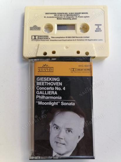 BEETHOVEN - CONCERTO NO.4 / MOONLIGHT SONATA  ( PIANO :WALTER GIESEKING ) 1985 USA BASIM NADİR KASET ALBÜM