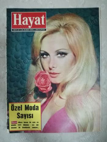 HAYAT DERGİSİ-24 ŞUBAT 1972 -SAYI 9-KAPAK:FİLİZ AKIN,KRALİÇE ELIZABETH VE MEHTER,MURAT 124 REKLAM,TOPKAPI TABLOLARI