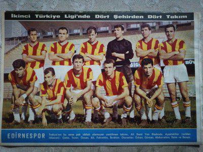 1967 EDİRNESPOR  FUTBOL TAKIMI  Hayat Dergisi Orta Boy Poster  24x16 cm