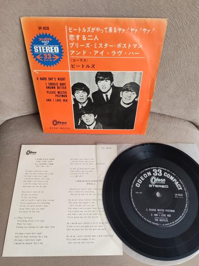 BEATLES - And I Love Her 1965 Japonya  Basım 45LİK Boyutunda  33lük Mini LP Plak - SİYAH Odeon 2.el