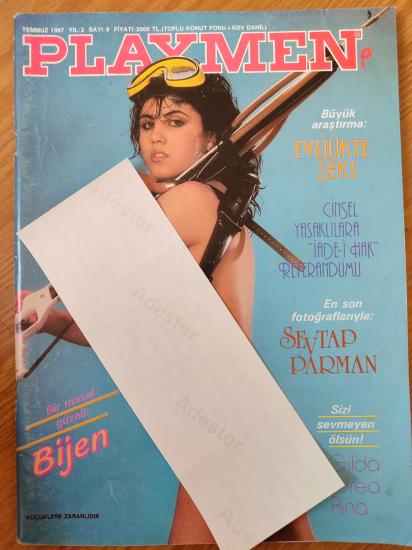 PLAYMEN -  Yıl:2 Sayı:8 / Temmuz 1987 SEVTAP PARMAN / Bijen / Andrea / Rina , Orta Sayfa Posteri:Gilda , Söyleşi : Işık Menderes