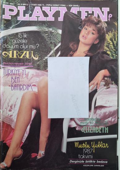 PLAYMEN -  Yıl:2 Sayı:2 / Nisan 1987 Arzu / Eva Grimaldi / Elizabeth , Orta Sayfa Posteri:Moana , Söyleşi: Uğur Tütüneker