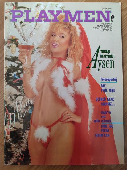 PLAYMEN Yıl:6 Sayı: 1 - Ocak 1991 Thue Sue / Petra / Gizem Can  Orta Sayfa Posteri: Aysen , Söyleşi :Ayşegül Aldinç