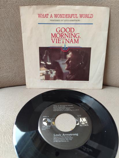 Louis Armstrong - What A Wonderful World/Good Morning Vietnam Filmi -1988 USA Basım 45lik Plak 2.el