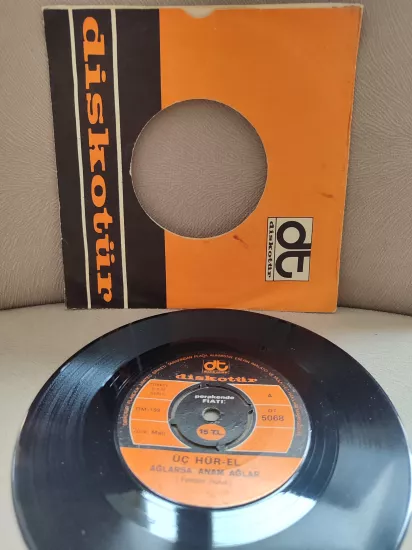 ÜÇ HÜR-EL - Ağlarsa Anam Ağlar / Kara Yazı - Türkiye 1973  Basım 45lik Plak