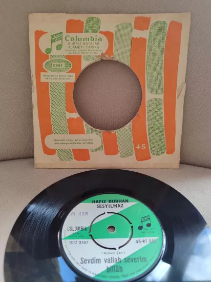 HAFIZ BURHAN SESYILMAZ -  Sevdim Vallah Severim Billah Türkiye Basım 45lik Plak 2. el Firma Kapaklı