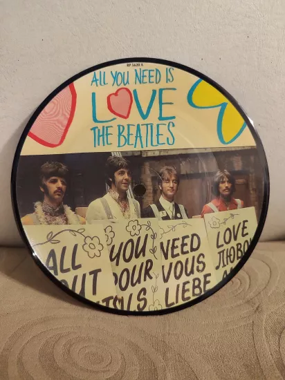 BEATLES - All You Need is Love - 1987 İngiltere Basım  Nadir 45’lik Picture Disc Plak 2.el