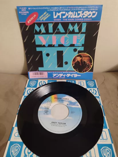 MIAMI VICE II - Andy Taylor ‎– When The Rain Comes Down  1986 Japonya Basım 45lik Plak 2.el