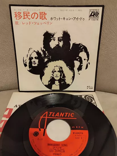LED ZEPPELIN - Immigrant Song / Hey Hey What Can I Do  Nadir 1971 Japonya Basım 45lik  Plak 2.el