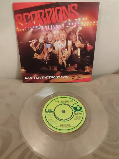 SCORPIONS - Always Somewhere / Can’t Live Without You 1982 İngiltere Basım 45lik Şeffaf Plak 2.EL