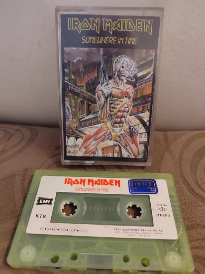 Iron Maiden - Somewhere in Time  -  1987 Türkiye Basım Kaset Albüm - Kağıtlı 2.el