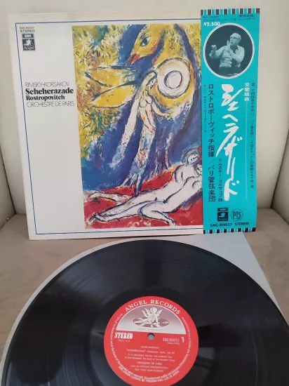 RIMSKY-KORSAKOV  SHEHERAZADE/ŞEHRAZAT  Rostropovitch 1974 Japonya Basım - 33lük LP Plak Obi’li 2.el