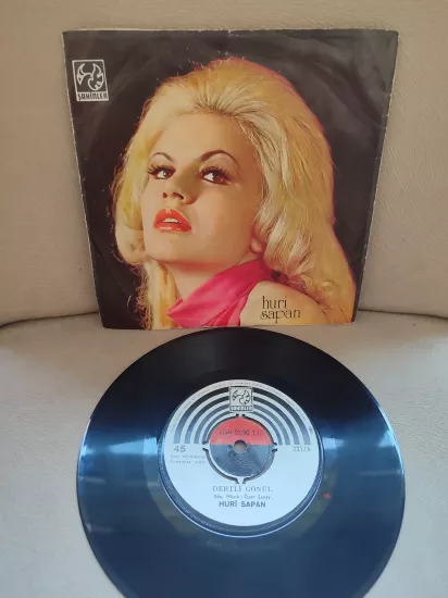 Huri Sapan - Dertli Gönül / Gurbetteki Sevgilim - 1973 Türkiye Basım 45lik Plak 2.EL