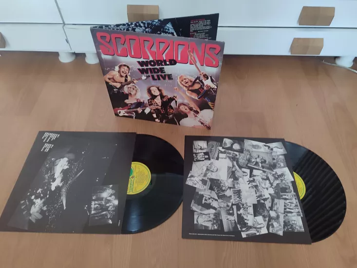 Scorpions ‎- World Wide Live - 1985 Almanya Basım Double LP Plak - Posterli (52x78 cm) 2.el