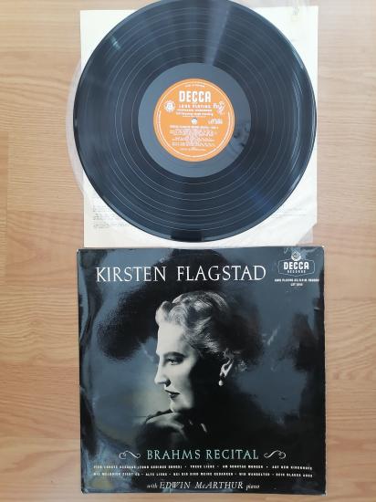 Kirsten Flagstad With Edwin McArthur – Brahms Recital - 1959 İngiltere Basım 33 Lük LP Plak