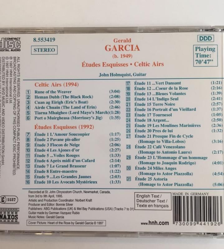 GERALD GARCIA - JOHN HOLMQUIST - ETUDES ESQUISSES / CELTIC AIRS - 1997 ALMANYA BASIM - CD ALBÜM