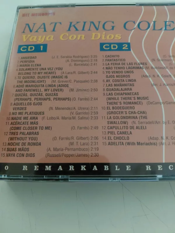 Nat King Cole  – Vaya Con Dios –  Avrupa  Basım - 2xCD Albüm-2.el